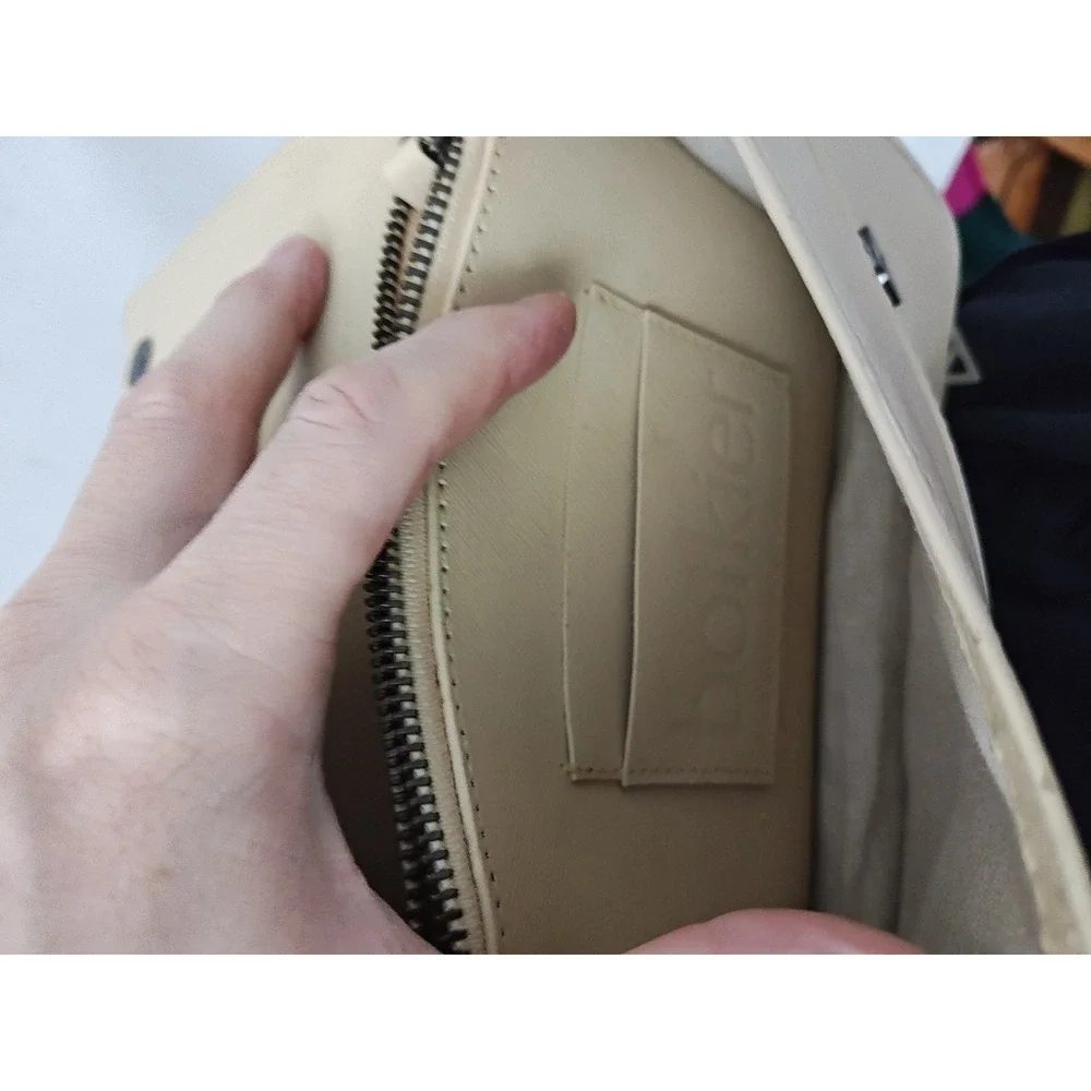 Botkier Handbag Medium Taupe Cream  Crosstown‎ Leather Hobo Bag Purse